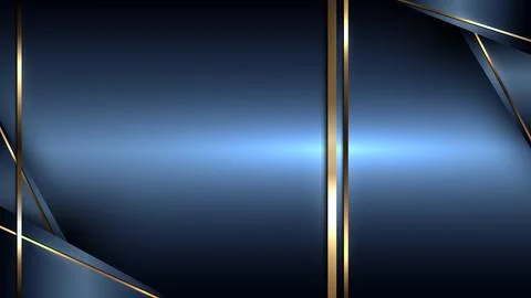 Luxury dark blue background with elegant gold geometric lines and metallic .. Stock Illustration