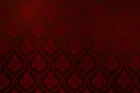 Luxury Dark Red Damask Pattern Texture with Floral Ornament Foto stock