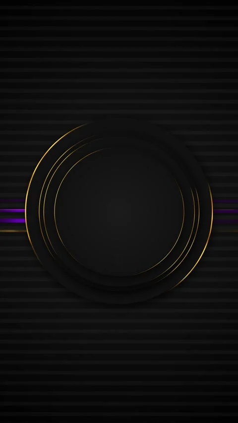 Luxury dark ring interface gold circular outlines, subtle purple streaks, black Stock-Footage 340474826