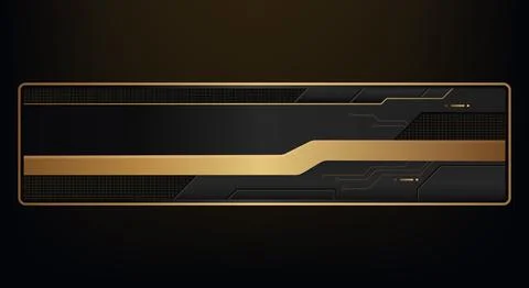 Luxury dark technology banner lower third template featuring black geometri.. Illustrazione stock