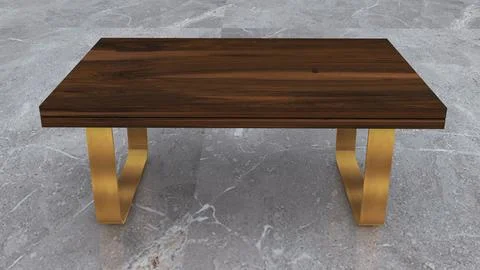 Luxury Dark Walnut Coffee Table with Brass Legs 3D Render 스톡 일러스트