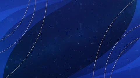 Luxury Deep Blue Curved Waves Motion Background with Thin Gold Lines Loop Stock-Footage 344849628