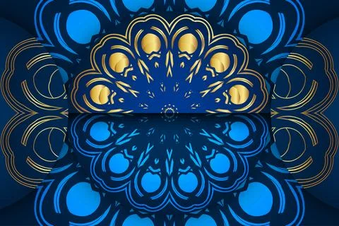 Luxury Deep Blue Mandala Pattern With Decorative Floral Star Motifs 스톡 일러스트