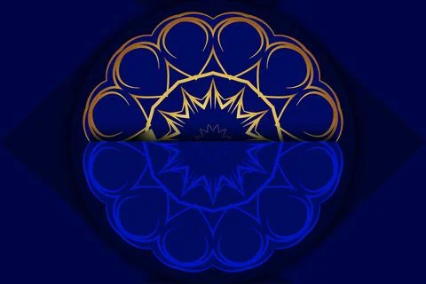Luxury Deep Blue Mandala Pattern With Decorative Floral Star Motifs Stock Illustration