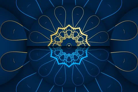 Luxury Deep Blue Mandala Pattern With Decorative Floral Star Motifs Illustrazione stock
