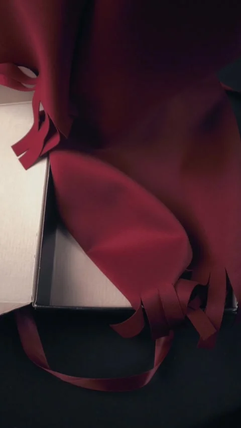Luxury Deep Red Fabric Draped In Open Box Abstract Stock Footage 322607124