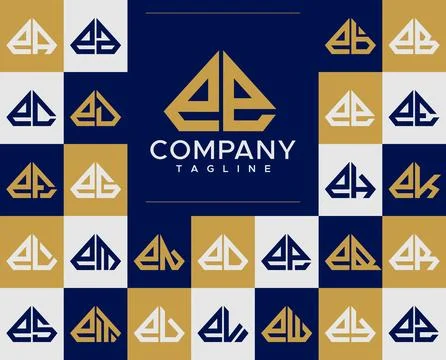 Luxury diamond EE E logo design set. Abstract jewelry E initial logo. Stock Illustration