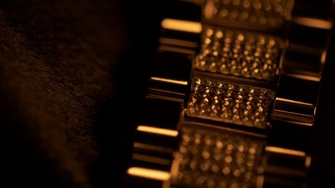 Luxury diamond platinum bracelet close up in golden light 4k Stock Footage