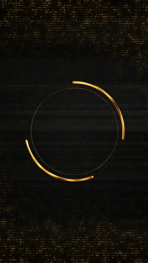Luxury digital ring interface animation golden arcs, dotted matrix texture, futu Stock Footage 340414429