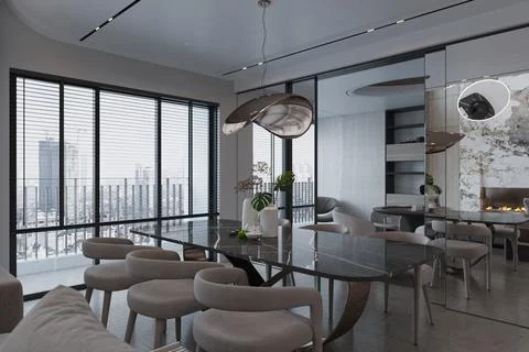 Luxury Dining Elevate Your Dining Room Interior with These Decoration Ideas Illustrazione stock