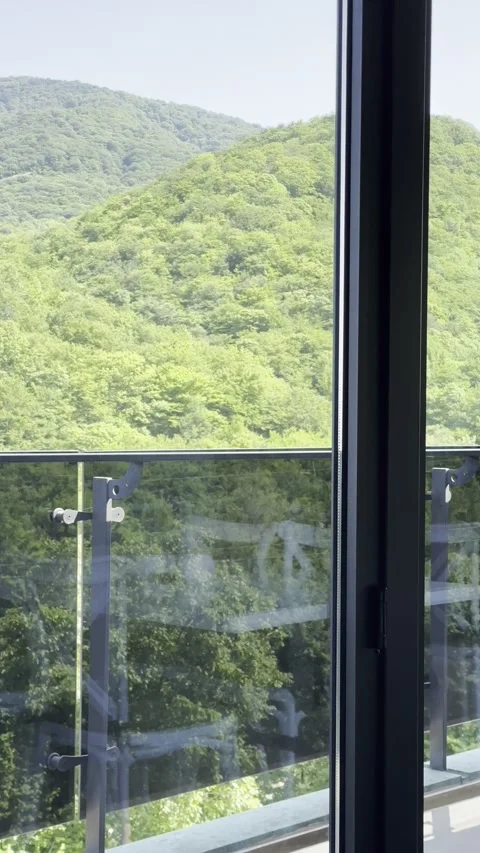 Luxury Dining with a Great View with Overlooking Mountains at 5 Stars Hotel Stock Footage 347065382