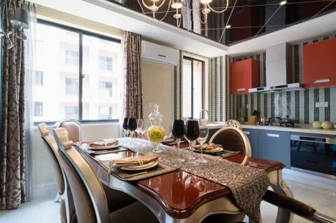 Luxury dining room Stock Photos