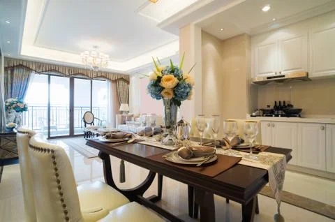 Luxury dining room Stock Photos