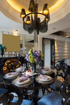 Luxury dining room Stock Photos