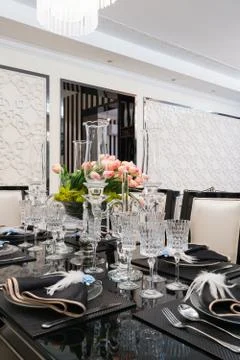 Luxury dining room Stock Photos
