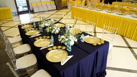 Luxury Dining Table Arrangement with Blank Dishes – 4K Footage Stock Footage 311433816