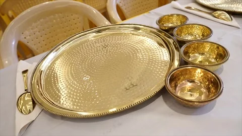Luxury Dining Table Arrangement with Blank Dishes – 4K Footage Stock Footage 311434233