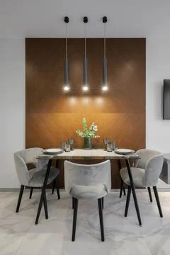 Luxury dining table in the kitchen interior Stock-Fotos