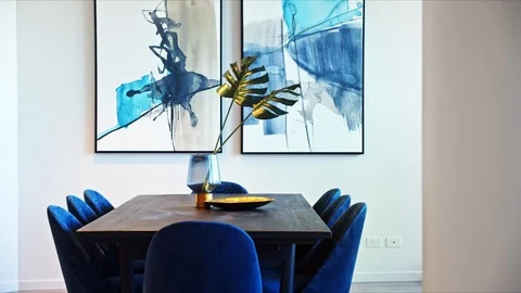 Luxury Dining Table with Modern Asian Style Stock Footage 124293565