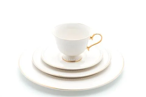 Luxury dishware set on white Stock Photos