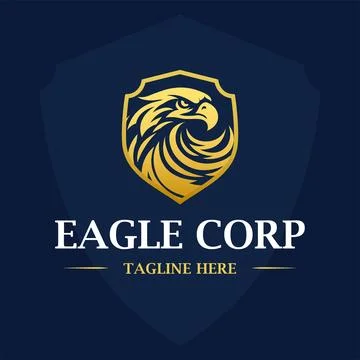 Luxury eagle head shield logo design template Stock Illustration