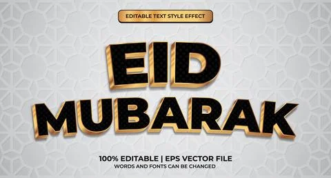 Luxury Eid Mubarak Text Effect. Eid Mubarak 3d text Effect Style. Editable .. Stock Illustration
