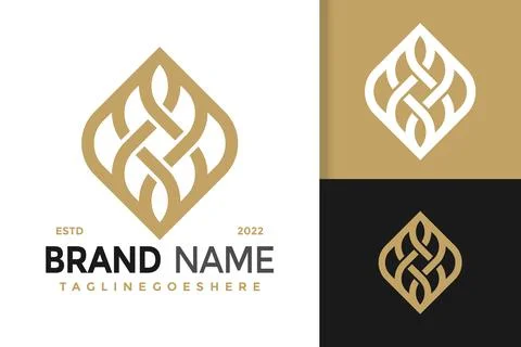 Luxury Elegant Leaf Logo Design, brand identity logos vector, modern logo, Lo Stock Illustration