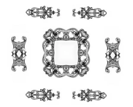 Luxury elegant ornamental elements of silver 스톡 일러스트