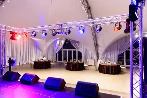 Luxury elegant table setting dinner in a restaurant Stock Photos