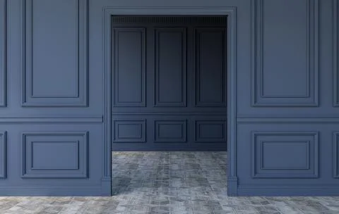 Luxury empty room interior in modern classical design 3D Rendering Stock Illustration