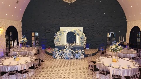 Luxury event space decorated for a special occasion Stock Footage 336218444