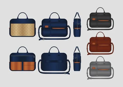 Luxury Executive Laptop Briefcase Vector Mockup Featuring Technical Flat Stock Illustration