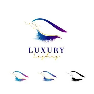 Luxury Eye Lashes Logo Design Set Stock Illustration