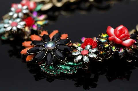 Luxury fashion jewelry on black isolated background Stock Photos