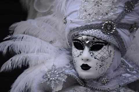 Luxury female mask and costume at Venice Carnival Stock Photos
