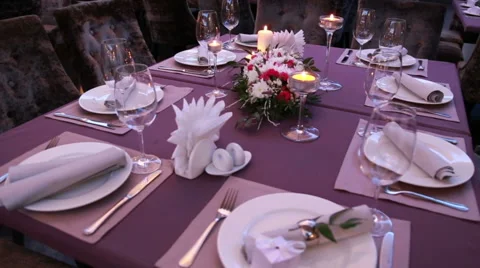Luxury festive table laid for an important event wedding or presentation Stock Footage 61193919
