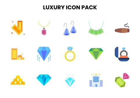 Luxury Flat UI Icons Pack Stock Illustration
