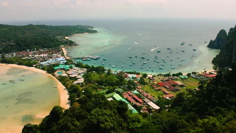 Luxury flight from Phi Phi Bay to the mountains Stock Footage 232233177