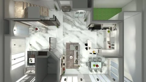 Luxury Floor Plan Interior Resident Design with Marble Flooring Stock Illustration