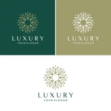 Luxury floral logo design. Beauty, fashion, salon Premium Vector Stock Illustration
