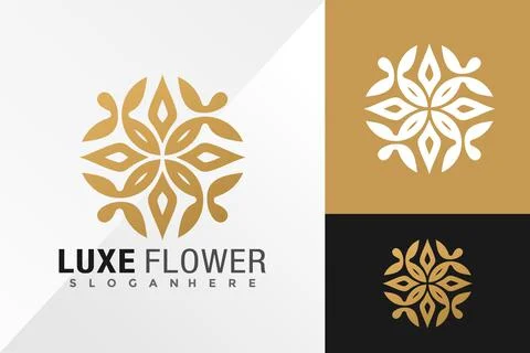 Luxury Flower Leaf Logo Design Vector illustration template 스톡 일러스트