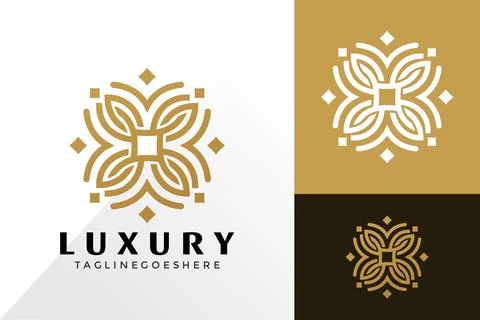 The Luxury Flower Logo Vector Design, Creative Logos Designs Concept for Temp Stock Illustration