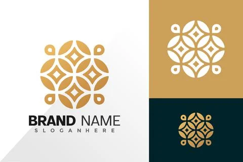 Luxury flower logo vector design. Abstract emblem, designs concept, logos, lo Stock Illustration