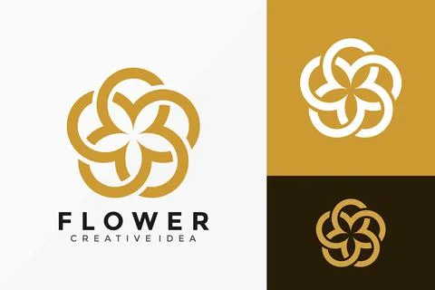 Luxury Flower Minimal Logo Vector Design. Abstract emblem, designs concept, l 스톡 일러스트