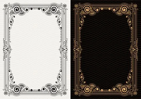 Luxury frame invitation card background vector. Elegant classic antique design Stockillustratie