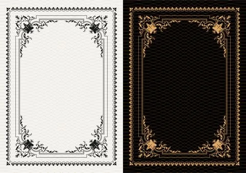 Luxury frame invitation card background vector. Elegant classic antique design Stockillustratie
