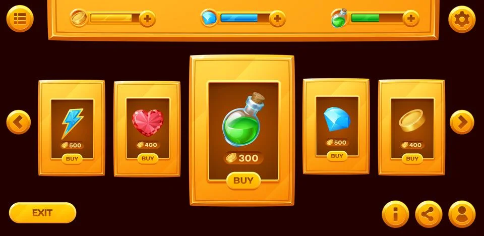 Luxury game shop interface window and icons Illustration