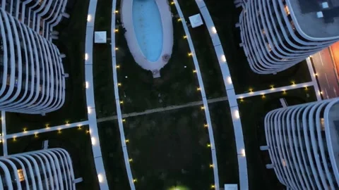 Luxury gated complex with drone view from above Stock Footage 230955225