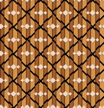 Luxury geometric seamless pattern in vintage fashion style. With lined brown bac Stock Illustration