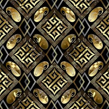 Luxury geometric vector seamless pattern. Black floral background wallpaper w Illustrazione stock